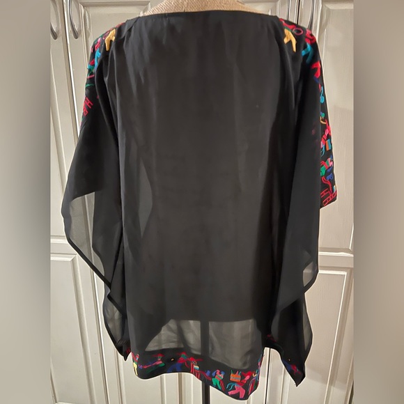 Roja one size black embroidered poncho top - Picture 4 of 5